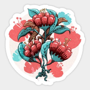 Between flowers and lizards Sticker